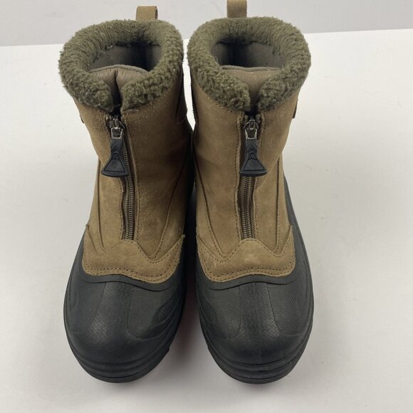 COLUMBIA Cascadian Snowchill Snow Boots Womens 7.5 Leather Thermolite Tan Zip Up - Picture 9 of 9
